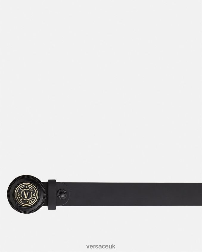 Men Versace V-Emblem Belt 6D2D062484 Black Accessories