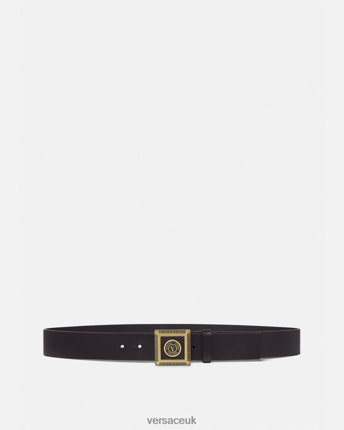 Men Versace V-Emblem Belt 6D2D062504 Black & Gold Accessories