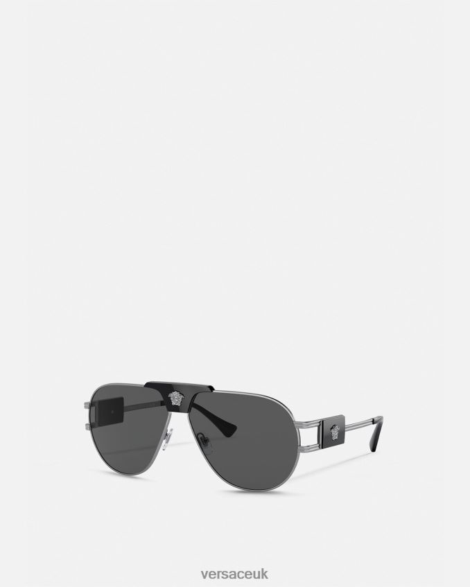 Men Versace Special Project Aviator Sunglasses 6D2D061668 Black Accessories