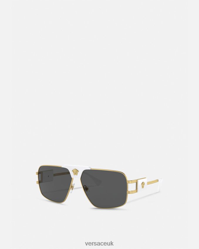 Men Versace Special Project Aviator Sunglasses 6D2D061682 White Accessories