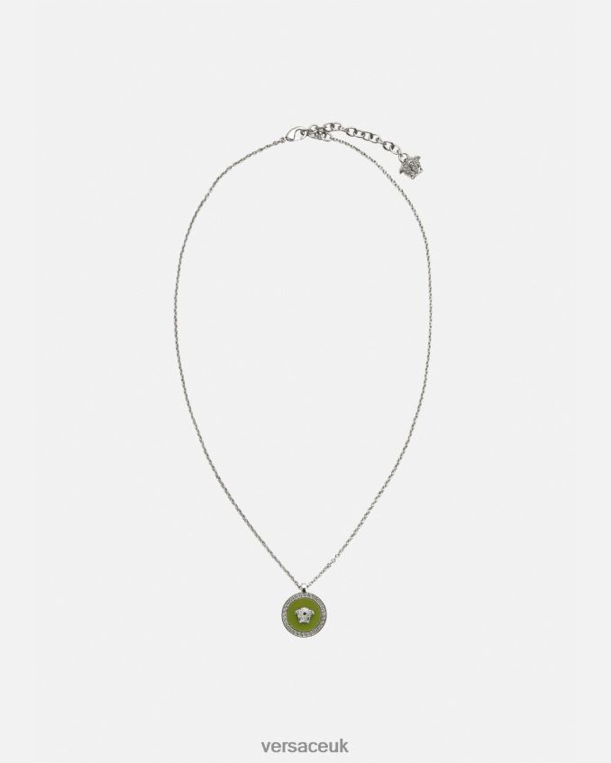 Men Versace Enamel Medusa Necklace 6D2D061683 Green Accessories