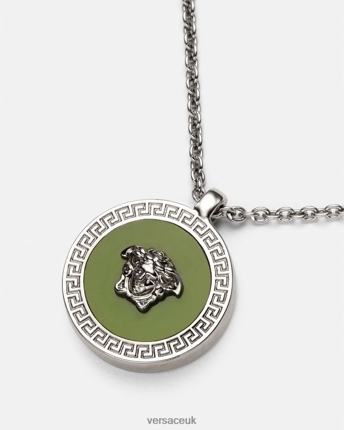 Men Versace Enamel Medusa Necklace 6D2D061683 Green Accessories