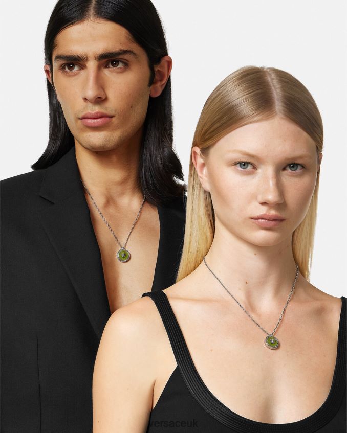 Men Versace Enamel Medusa Necklace 6D2D061683 Green Accessories