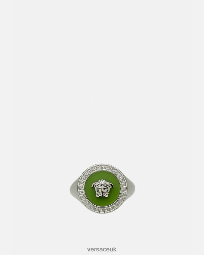 Men Versace Enamel Medusa Ring 6D2D061684 Green Accessories