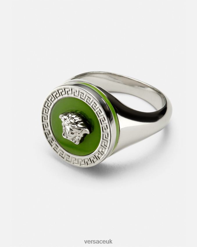 Men Versace Enamel Medusa Ring 6D2D061684 Green Accessories