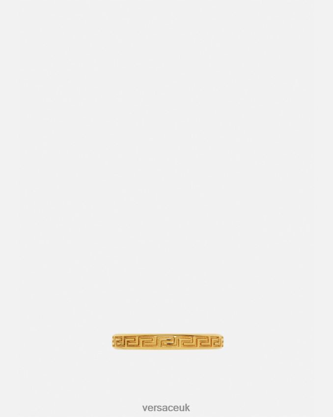 Men Versace Engraved Greek Key Ring 6D2D061686 Gold Accessories