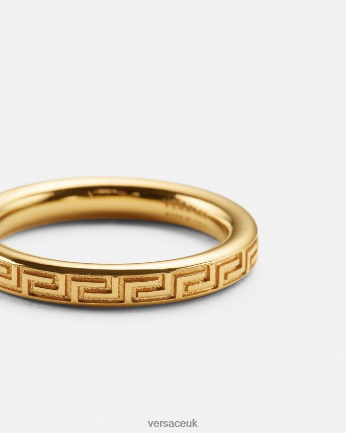Men Versace Engraved Greek Key Ring 6D2D061686 Gold Accessories