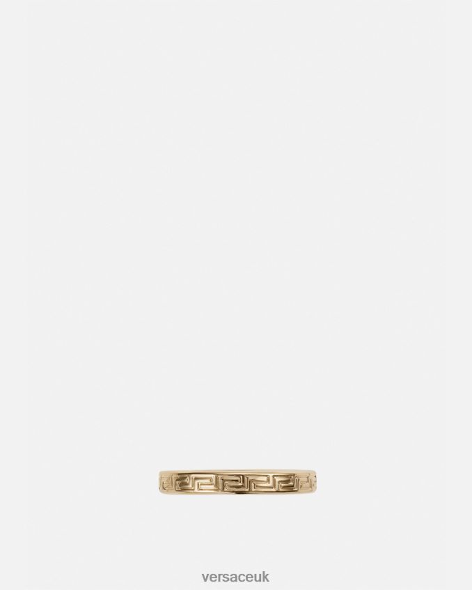 Men Versace Engraved Greek Key Ring 6D2D061687 Gold Accessories
