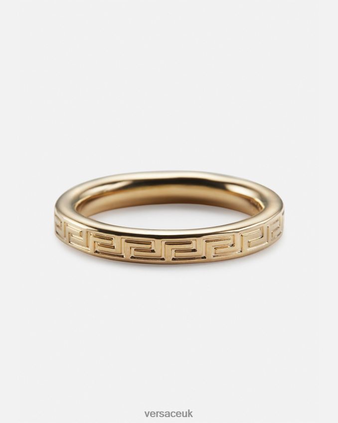 Men Versace Engraved Greek Key Ring 6D2D061687 Gold Accessories