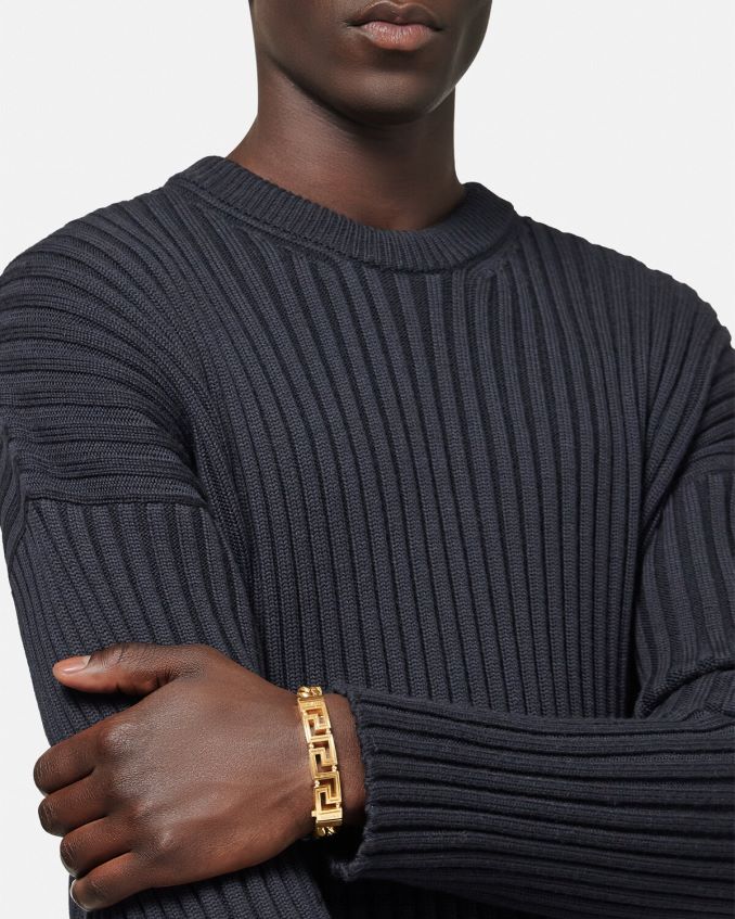Men Versace Greca Chain Bracelet 6D2D061685 Gold Accessories