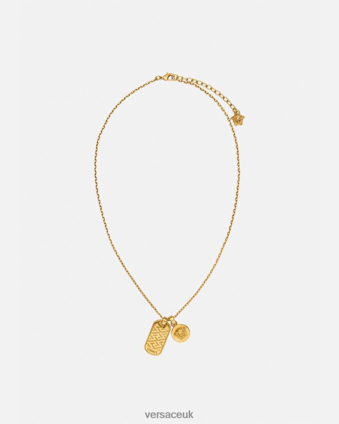 Men Versace La Greca Tag Necklace 6D2D061688 Gold Accessories