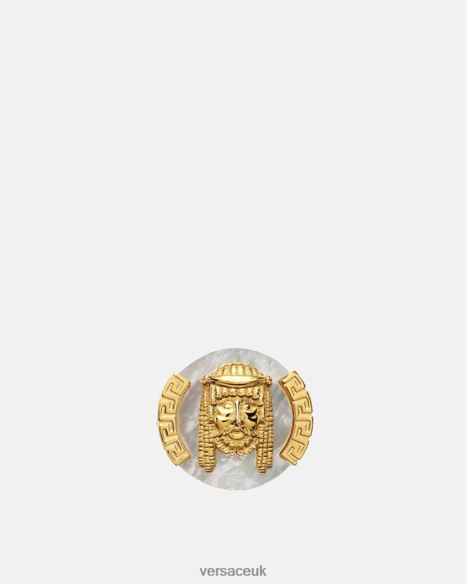 Men Versace La Maschera Mother of Pearl Ring 6D2D061695 White Accessories