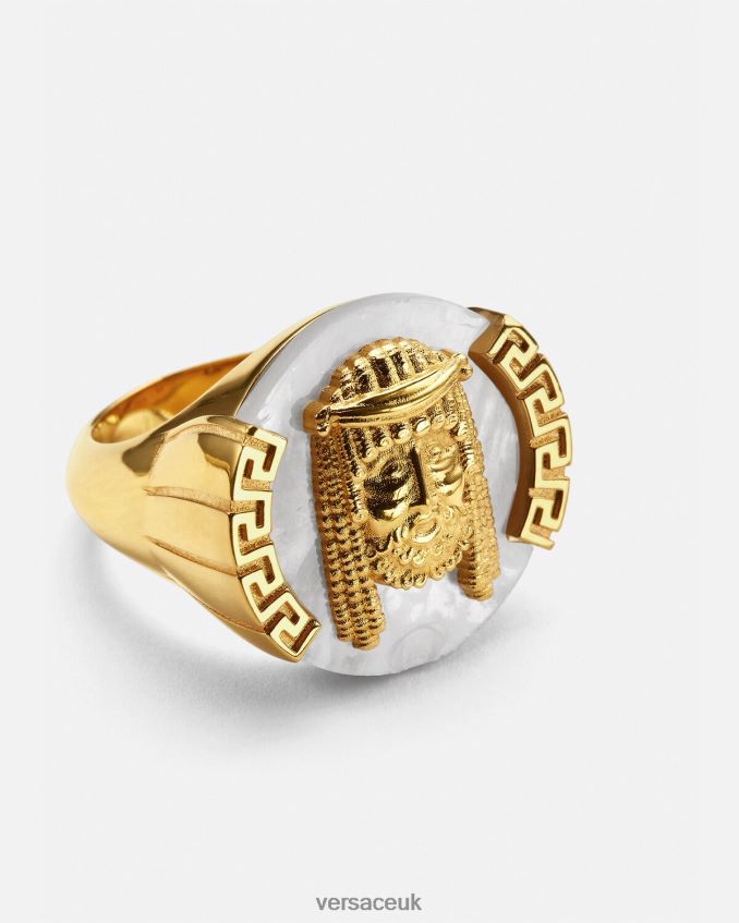 Men Versace La Maschera Mother of Pearl Ring 6D2D061695 White Accessories