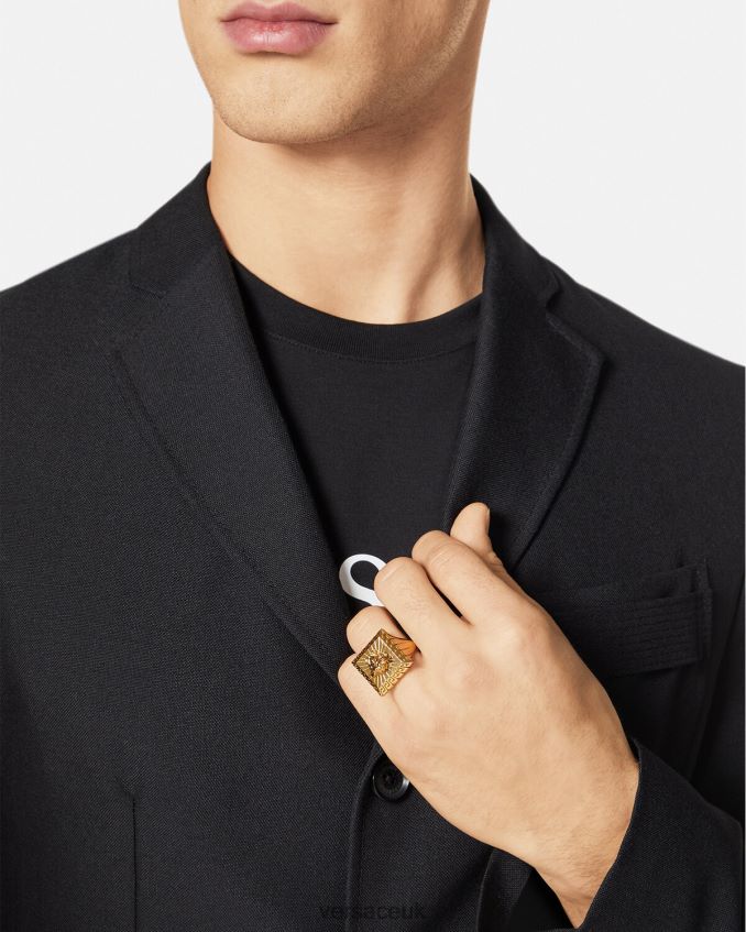 Men Versace Medusa Square Ring 6D2D061691 Gold Accessories