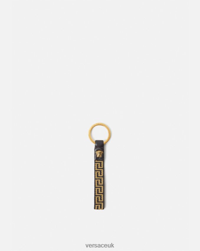 Men Versace Greca Key Chain 6D2D061656 Black & Gold Accessories