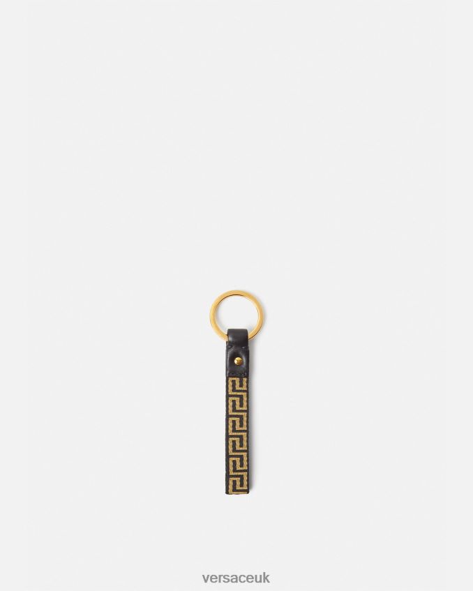 Men Versace Greca Key Chain 6D2D061656 Black & Gold Accessories