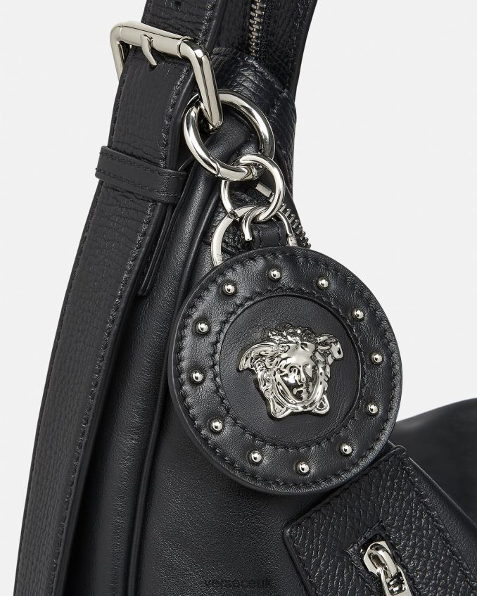 Men Versace Medusa Studded Key Chain 6D2D061663 Black Accessories