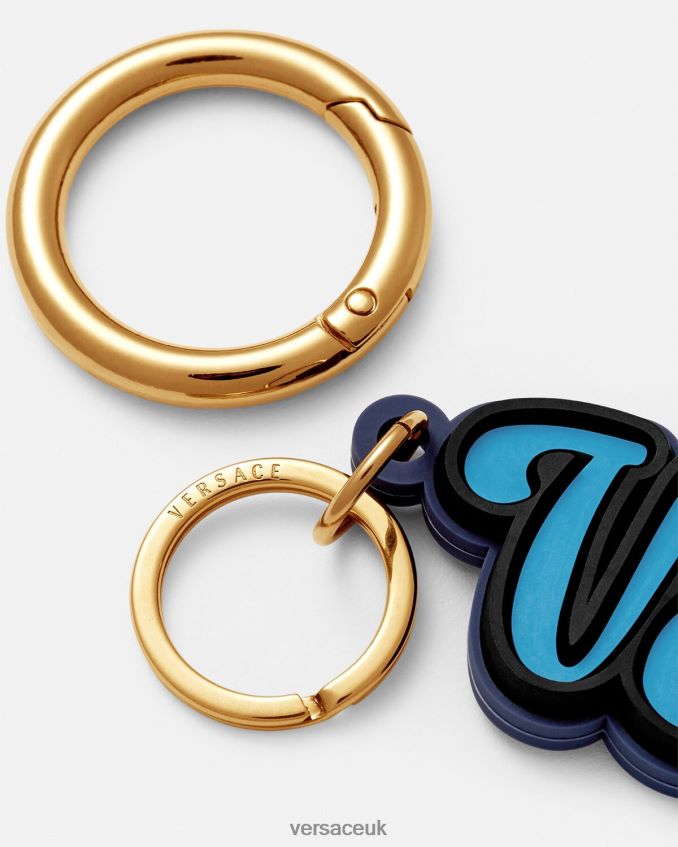 Men Versace Varsity Logo Silicone Key Chain 6D2D061655 Blue Accessories