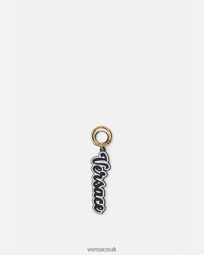 Men Versace Varsity Logo Silicone Key Chain 6D2D061665 Black Accessories