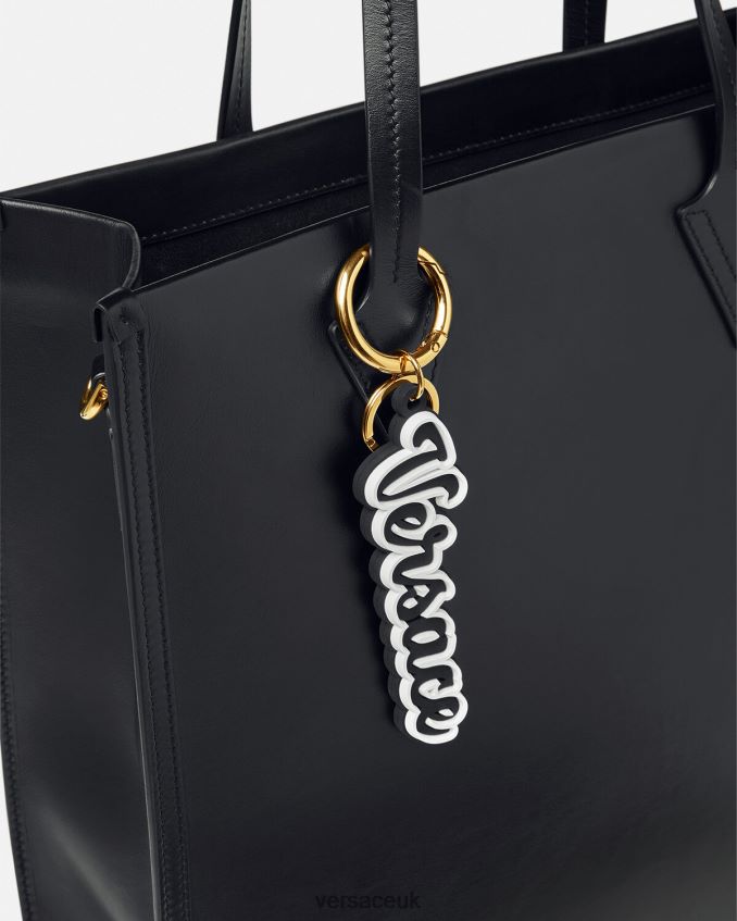Men Versace Varsity Logo Silicone Key Chain 6D2D061665 Black Accessories