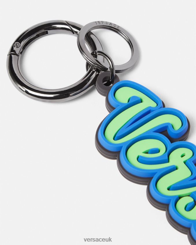 Men Versace Varsity Logo Silicone Key Chain 6D2D061666 Green Water Accessories