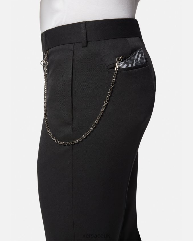 Men Versace La Greca Signature Chain Card Holder 6D2D061652 Black & Gray Accessories