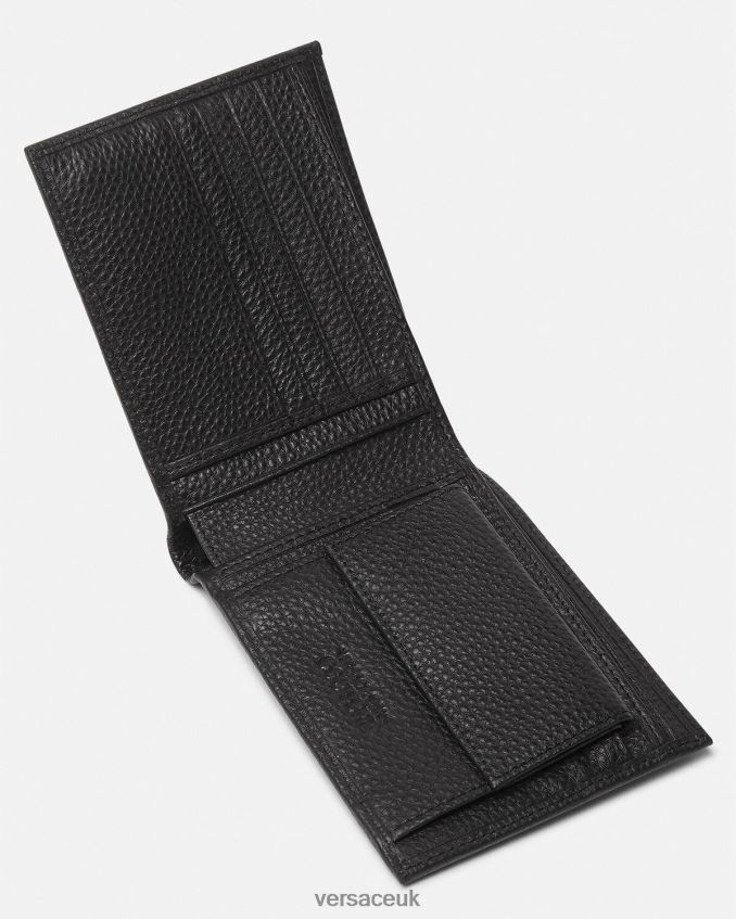 Men Versace Logo Bifold Wallet 6D2D062476 Black Accessories