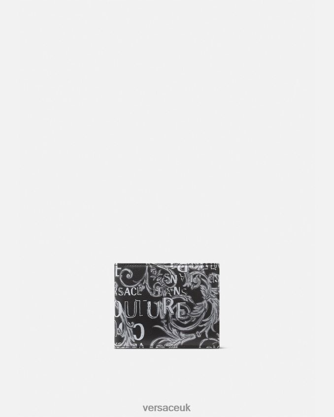 Men Versace Logo Couture Bifold Wallet 6D2D062516 Black & Gray Accessories