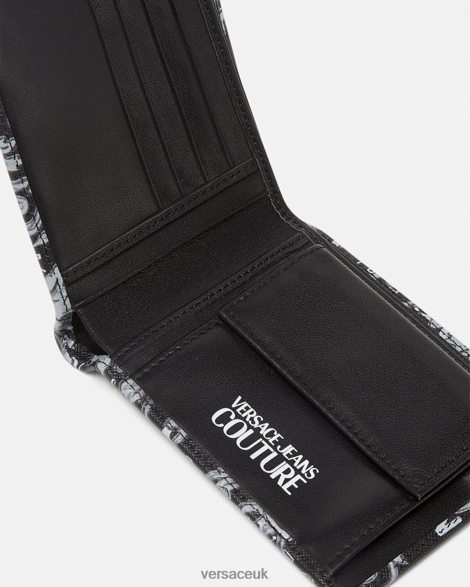 Men Versace Logo Couture Bifold Wallet 6D2D062516 Black & Gray Accessories