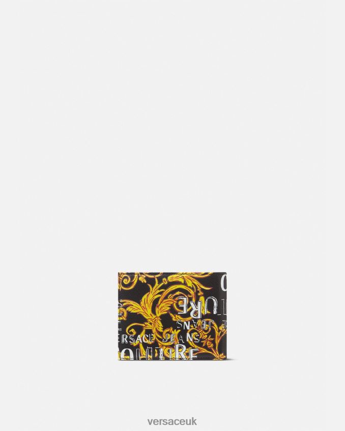 Men Versace Logo Couture Bifold Wallet 6D2D062517 Black & Gold Accessories