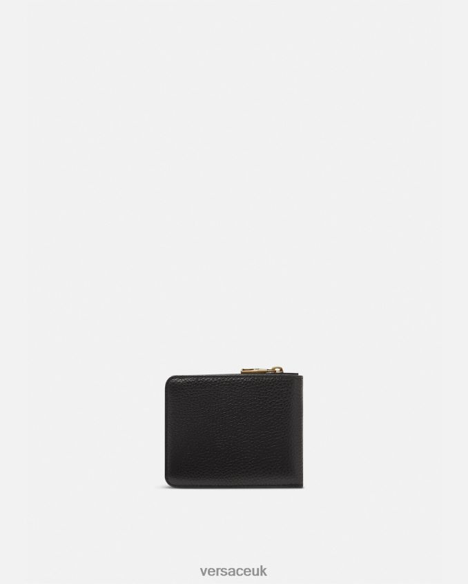 Men Versace Logo Snap Bifold Wallet 6D2D062474 Black Accessories