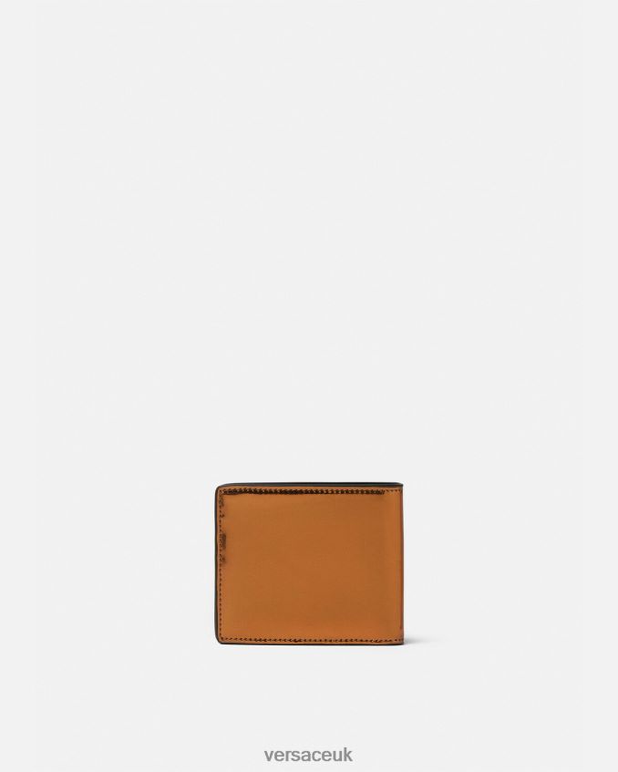 Men Versace Medusa Biggie Patent Bifold Wallet 6D2D061649 Caramel Accessories