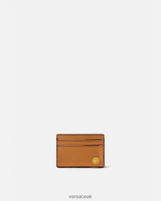 Men Versace Medusa Biggie Patent Card Holder 6D2D061650 Caramel Accessories