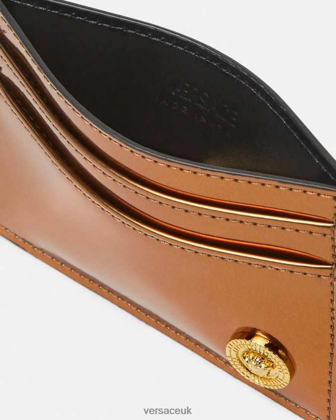 Men Versace Medusa Biggie Patent Card Holder 6D2D061650 Caramel Accessories