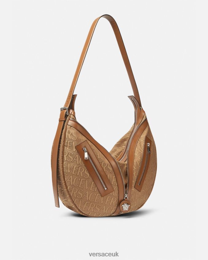 Men Versace Allover Repeat Large Hobo Bag 6D2D061499 Brown Bags
