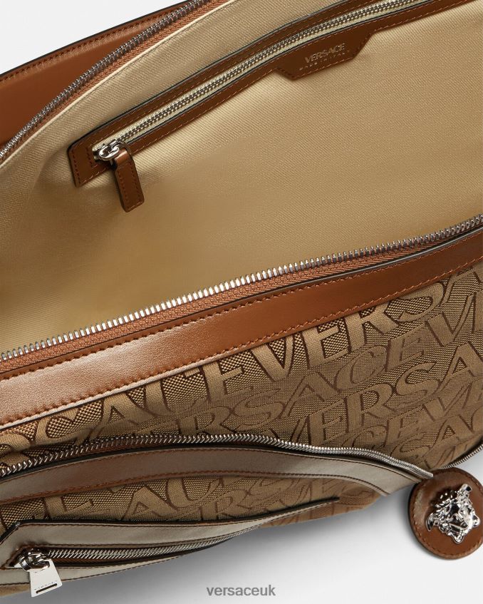 Men Versace Allover Repeat Large Hobo Bag 6D2D061499 Brown Bags