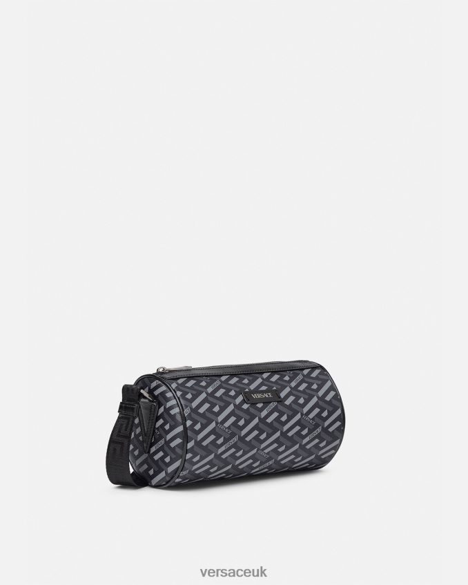 Men Versace La Greca Signature Crossbody Bag 6D2D061485 Black & Gray Bags
