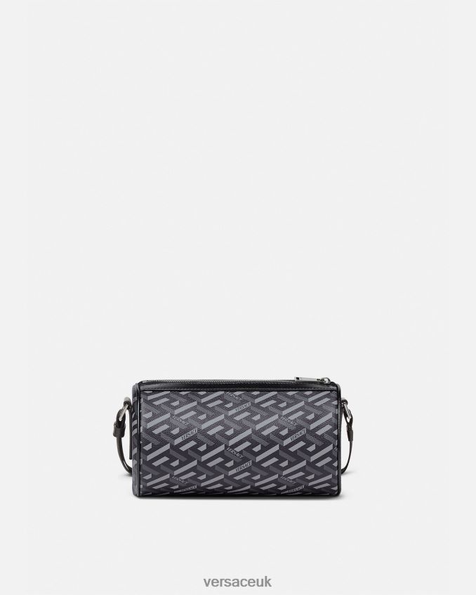 Men Versace La Greca Signature Crossbody Bag 6D2D061485 Black & Gray Bags