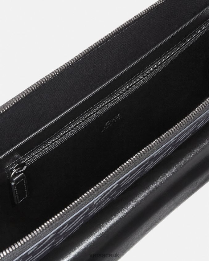 Men Versace La Greca Signature Laptop Case 6D2D061483 Black & Gray Bags