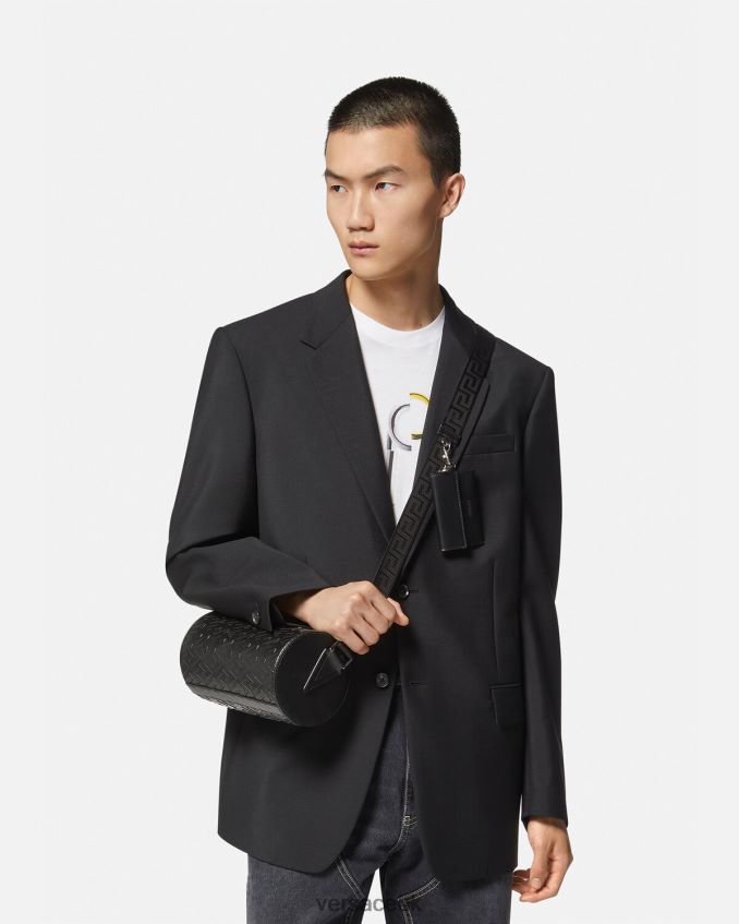 Men Versace La Greca Signature Messenger Bag 6D2D061482 Black Bags