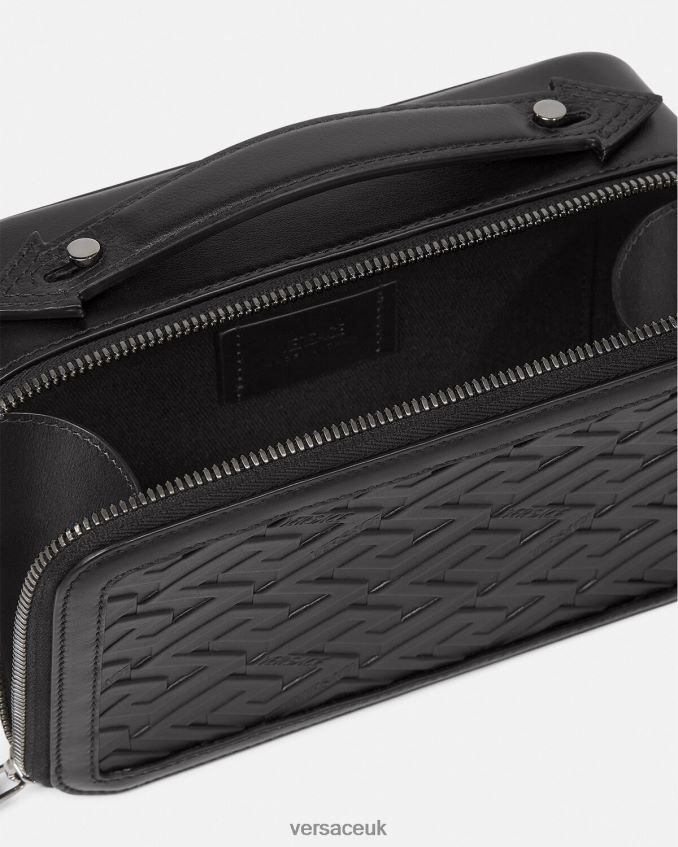 Men Versace La Greca Signature Small Messenger Bag 6D2D061479 Black Bags