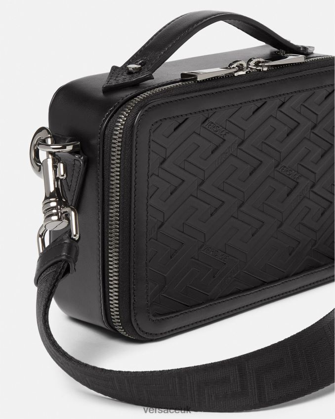 Men Versace La Greca Signature Small Messenger Bag 6D2D061479 Black Bags