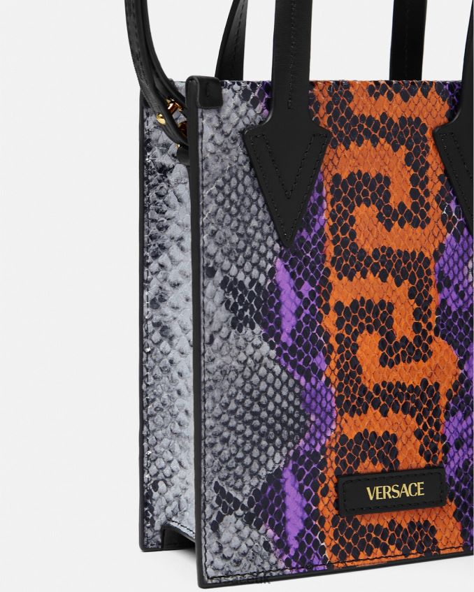 Men Versace Python Greca Print Crossbody Bag 6D2D061474 Multicolor Bags