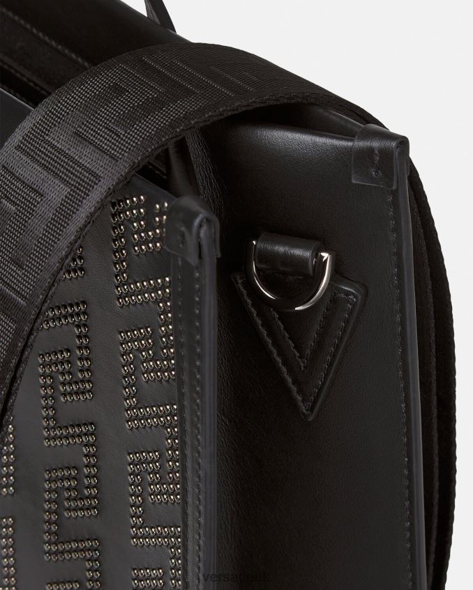 Men Versace Studded Greca Tall Tote Bag 6D2D061489 Black Bags