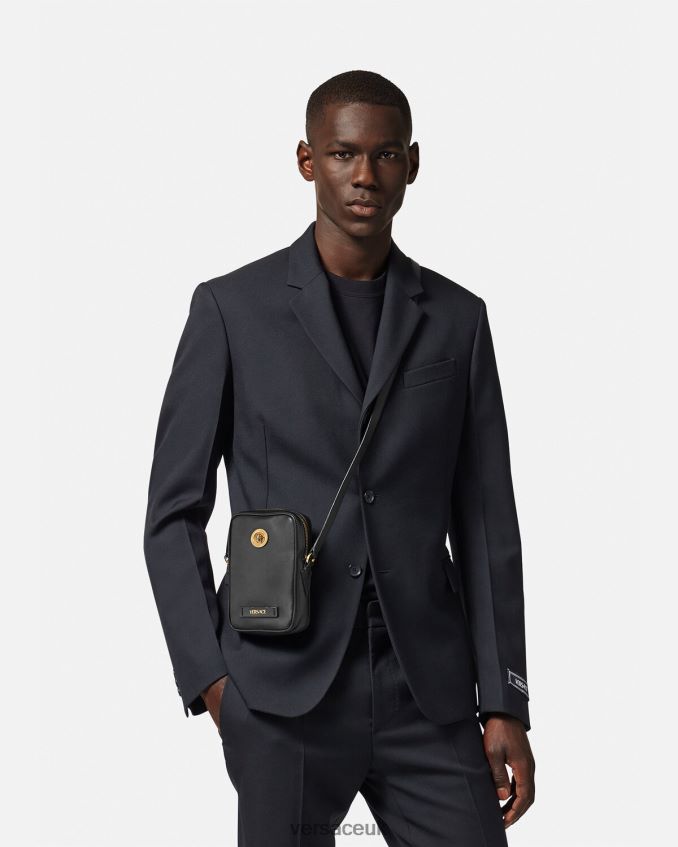 Men Versace Medusa Biggie Small Crossbody Bag 6D2D061465 Black Bags