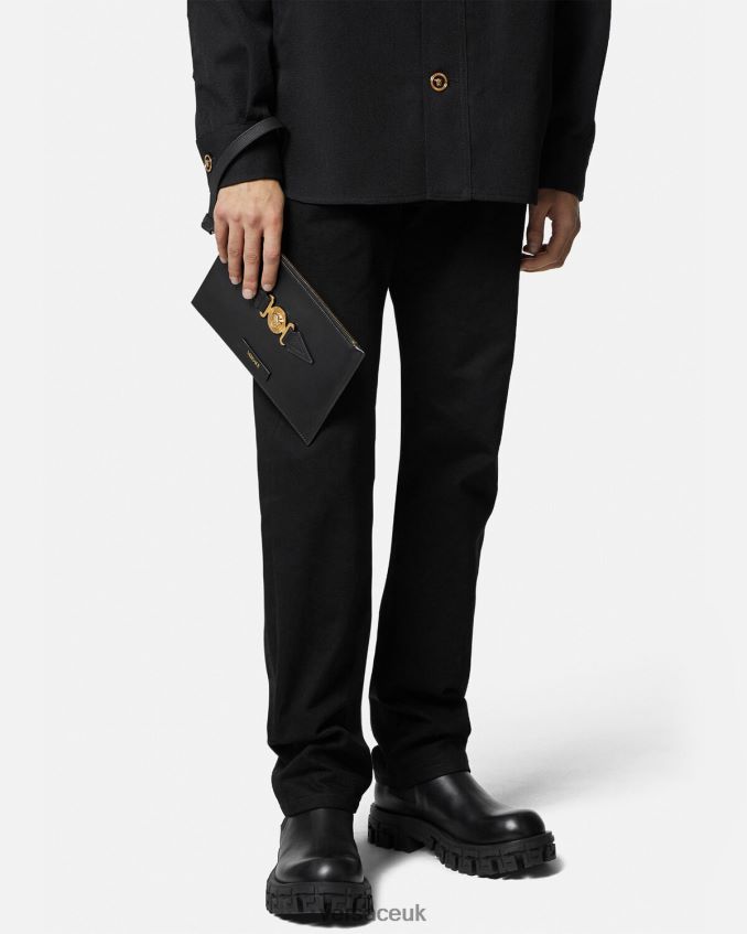 Men Versace Medusa Biggie Small Pouch Bag 6D2D061463 Black Bags