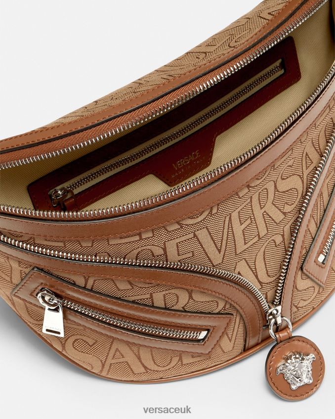 Men Versace Allover Repeat Hobo Belt Bag 6D2D061503 Brown Bags