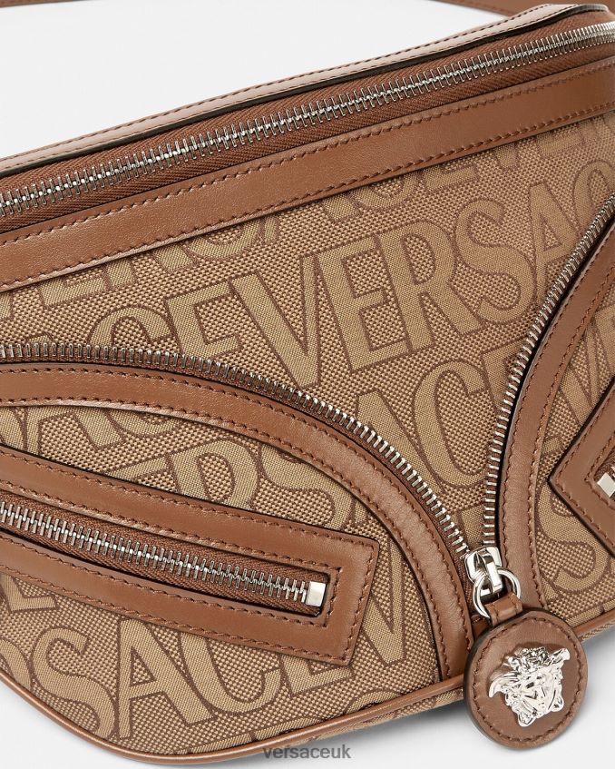 Men Versace Allover Repeat Hobo Belt Bag 6D2D061503 Brown Bags