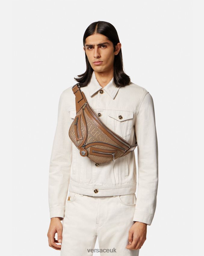 Men Versace Allover Repeat Hobo Belt Bag 6D2D061503 Brown Bags