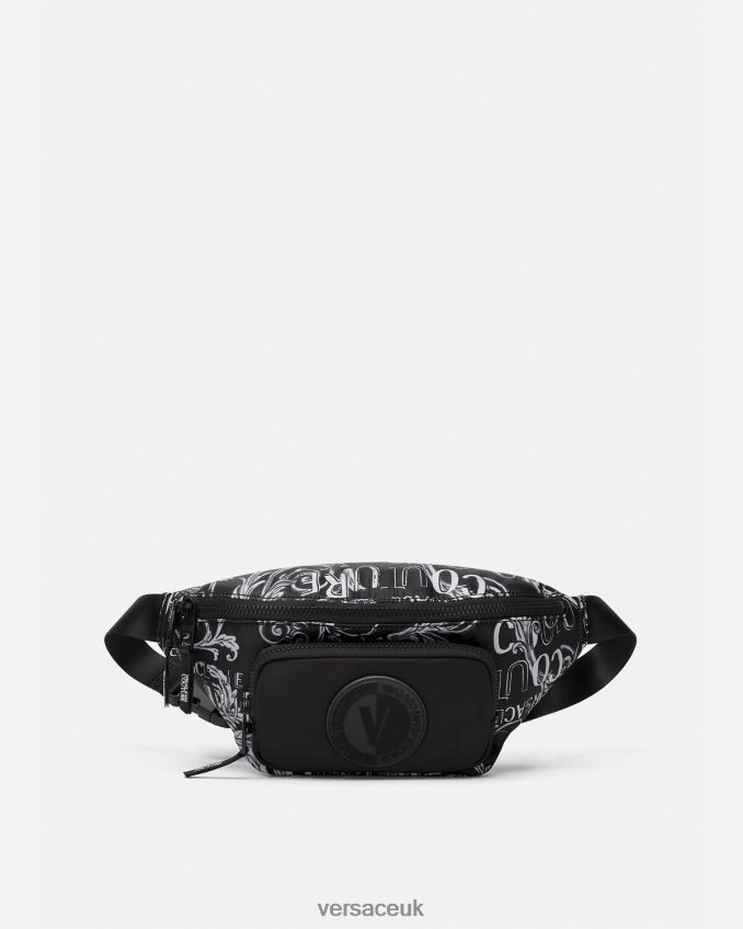 Men Versace Logo Couture Belt Bag 6D2D062494 Black & Gray Bags